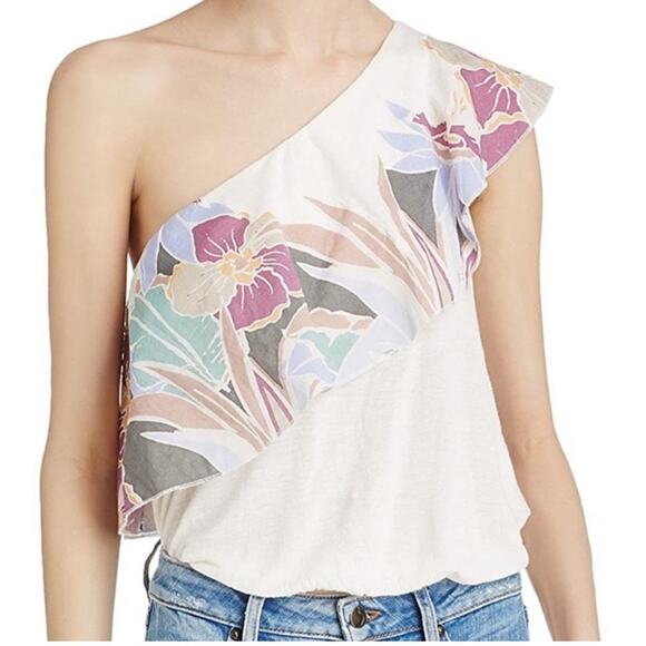 Free People | Annka Bubble Off the Shoulder Blouse Top Floral Ivory Small - Picture 1 of 5